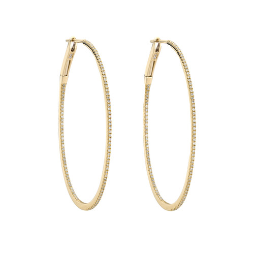 Slim White Diamond Pave Oval Large Hoops, tf House - Diamonds, tomfoolery