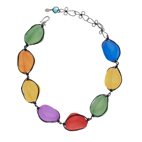 Multi Resin Walnut Necklace, Abra Couture, tomfoolery