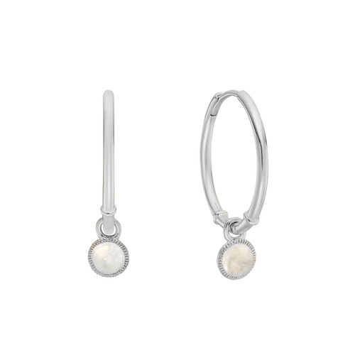 Silver Moonstone Drop Hoop Earrings, tf House Reverie, tomfoolery
