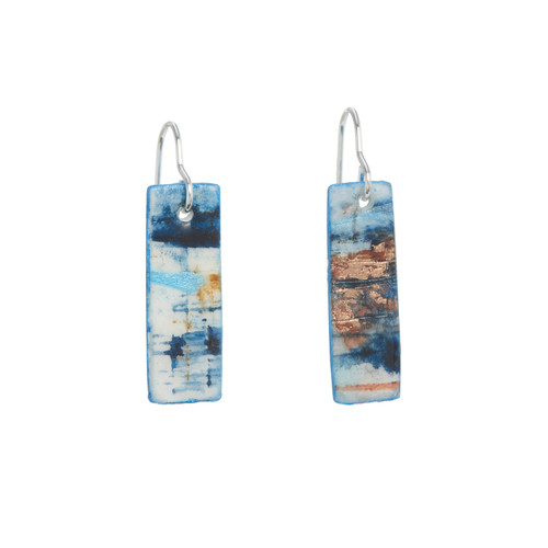 Resin Coated Rectangular Drop Earrings in Dusty Blue, Leigh Patterson, tomfoolery