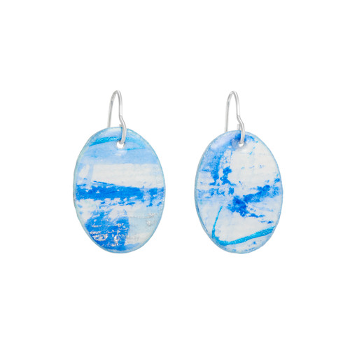 Resin Coated Oval Drop Earrings in Sky Blue, Leigh Patterson, tomfoolery