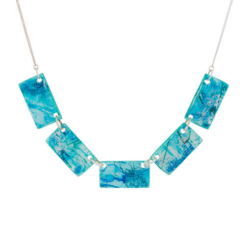 Resin Coated Rectangle Statement Necklace in Aqua Blue, Leigh Patterson, tomfoolery