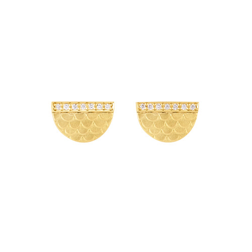 Gold Half Moon Studs, Alison Macleod, tomfoolery