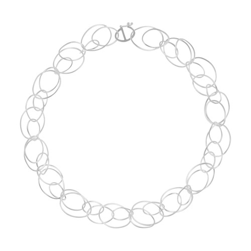 Silver Tenderly Double Oval Chain Link Necklace, Tezer, tomfoolery