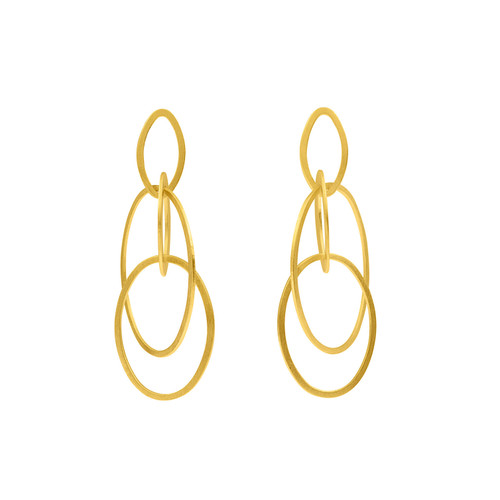 Gold Quad Link Oval Drop Earrings, Tezer, tomfoolery