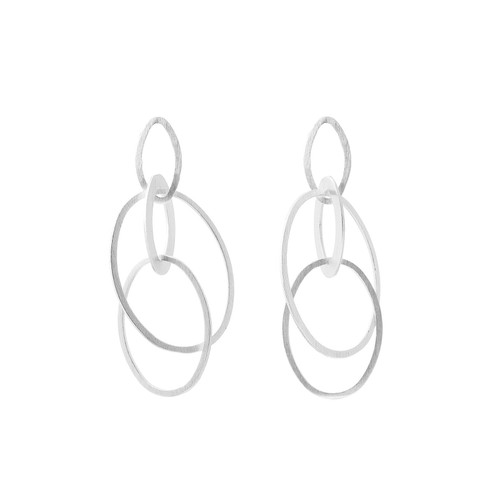 Silver Quad Link Oval Drop Earrings, Tezer, tomfoolery