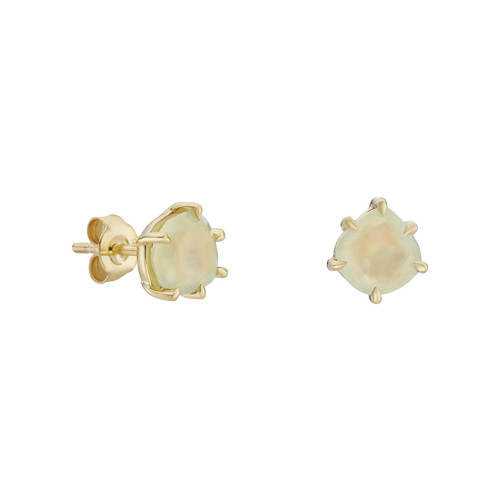 Gold Pebble Round Prehnite Studs, tf House - Pebble, tomfoolery London