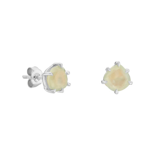 Silver Pebble Round Prehnite Studs, tf House - Pebble, tomfoolery London