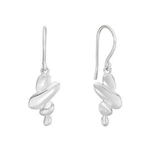 Silver Pebble Balance Drop Earrings, tf House - Pebble, tomfoolery London