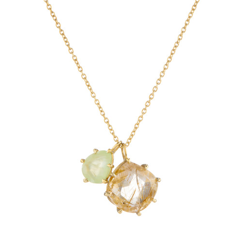 Gold Pebble Duo Gemstone Pendant, tf House - Pebble, tomfoolery London