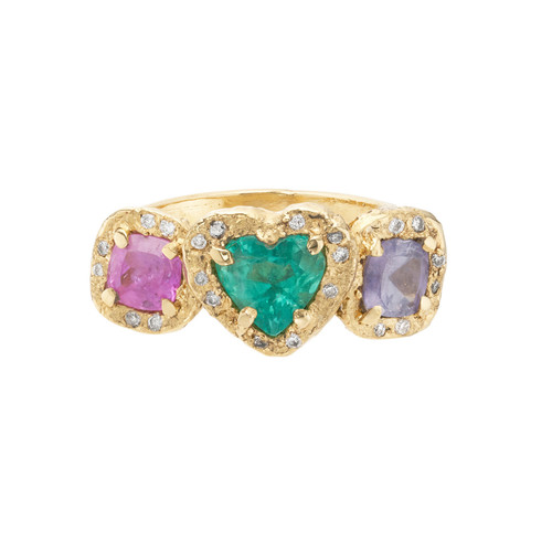 Trilogy Emerald Heart Art Ring, Leto Lama, tomfoolery London
