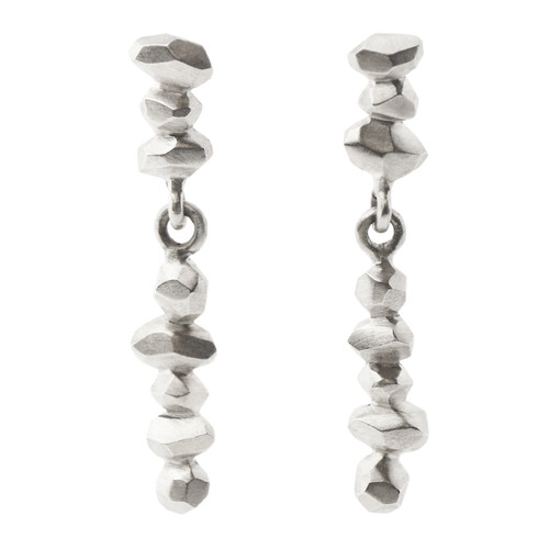 Gea Silver Faceted Drop Earrings, Maria Manola, tomfoolery
