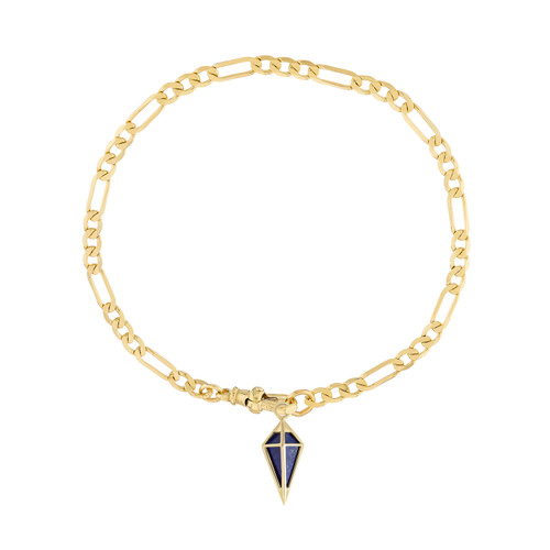 Gold London Flats Bracelet with Short Lapis Pendulum, metier by tomfoolery
