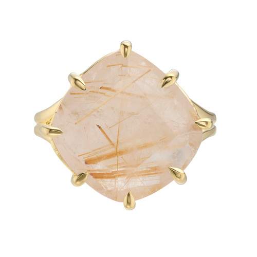 Gold Pebble Rutilated Quartz Ring, tf House - Pebble, tomfoolery London