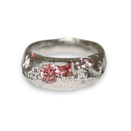 Alex Signet Ring Pewter in Pink, Mia Vilcins, tomfoolery