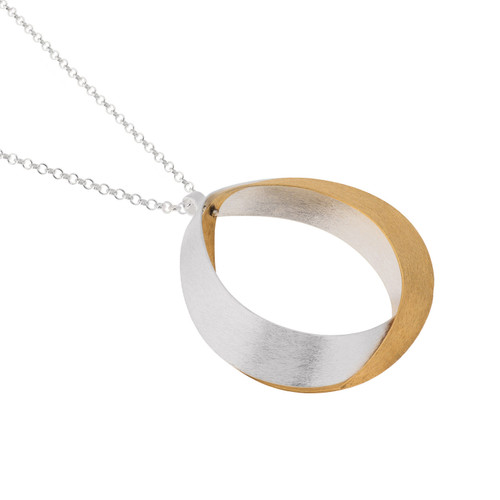 Gold & Silver Ribbon Tear Pendant, Deco Echo, tomfoolery
