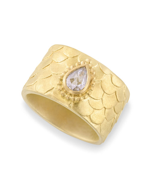 One-Of-A-Kind Snug Ring with Pear Diamond, Alison Macleod, tomfoolery London