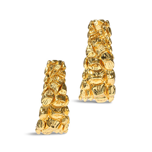 Brut Gold Croco Curved Earrings, Alexis Bittar, tomfoolery