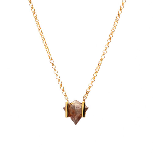 Band Faceted Kite Brown Diamond Pendant, Januka, tomfoolery London