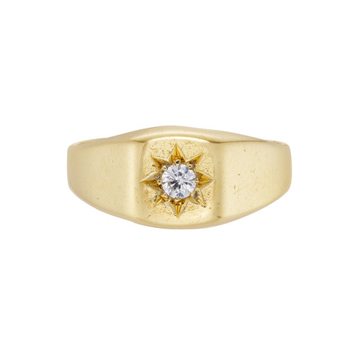 Vintage Star-Set Diamond Signet Ring