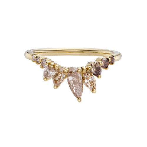 One-Of-A-Kind Champagne Diamond Tiara Ring, tf House - Bands, tomfoolery