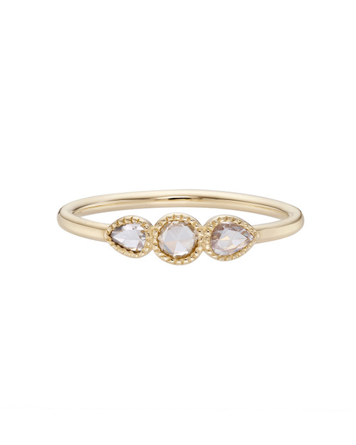 TRIO Trio Round & Pear Rose Cut White Diamond Ring, tf House - Infinite, tomfoolery