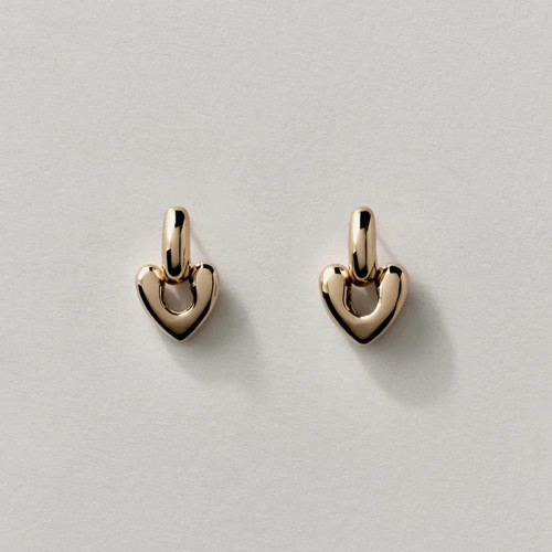 Small Gold Heart Drop Earrings, Annika Inez, tomfoolery