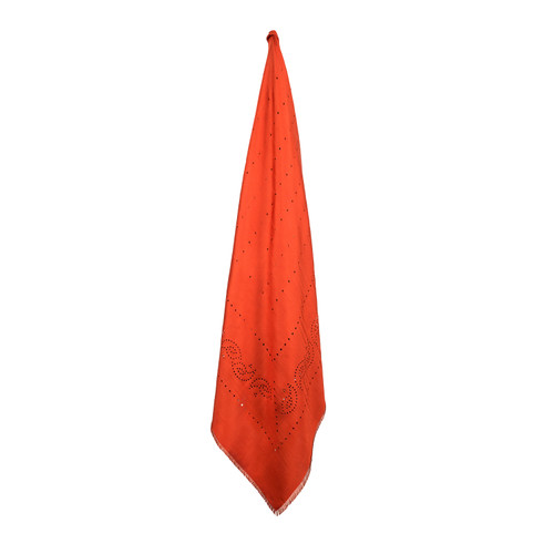 Silk Openwork Scarf Rust, Abstract, tomfoolery