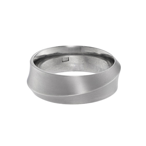 6mm Diagonal Concave Titanium Ring, Titanium, tomfoolery