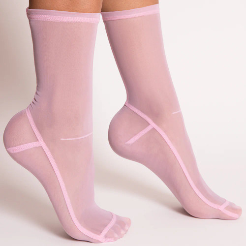 Solid Pink Mesh Socks , Darner Socks, tomfoolery