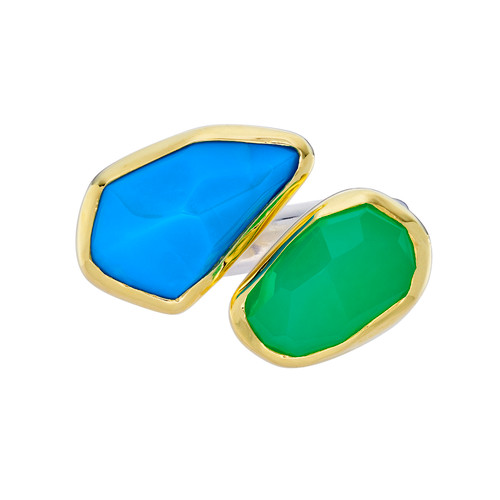 Irregular Chrysoprase & Turquoise Flat Band Ring, Margoni, tomfoolery