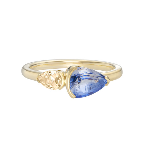DUO Bicolour Blue Sapphire & Diamond Ring, Infinite - By tf, tomfoolery
