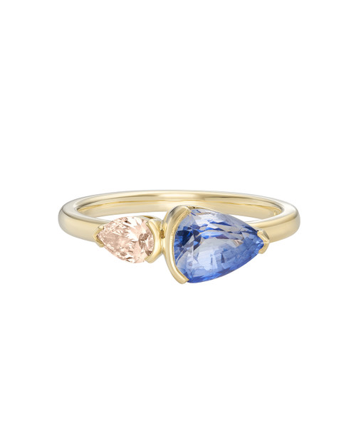 DUO Bicolour Blue Sapphire & Diamond Ring, Infinite - By tf, tomfoolery