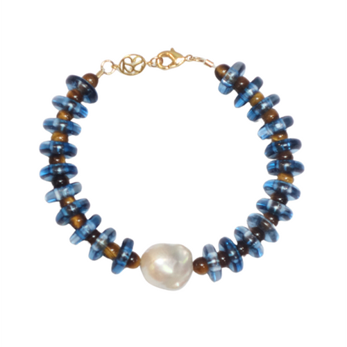 Blue & Tiger Eye Rondelle Wave Bracelet, sandralexandra, tomfoolery