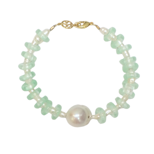 Mint & Pearl Rondelle Wave Bracelet, sandralexandra, tomfoolery