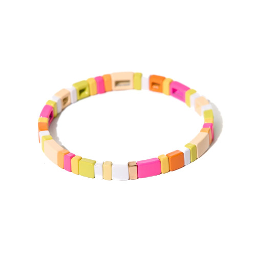 Tile Beaded Bracelet in Vanilla Caramel, TILE, tomfoolery