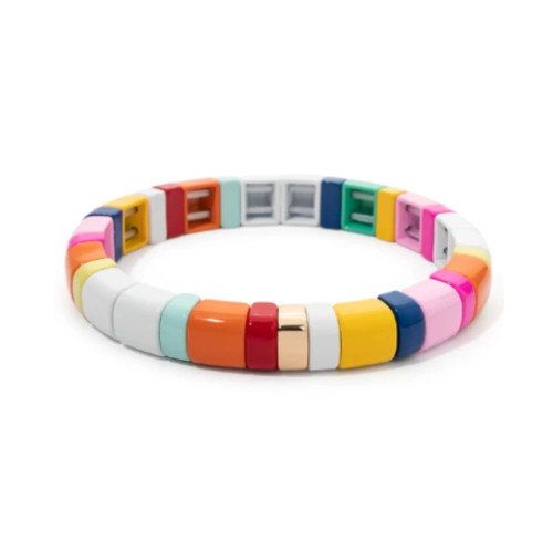 Tile Beaded Bracelet in All Smiles, TILE, tomfoolery