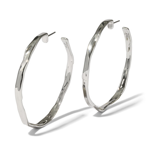 Brut Silver Skinny Hoop Earrings, Alexis Bittar, tomfoolery