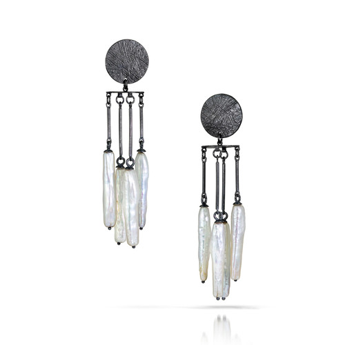 Loop Curtain Biwa Pearl Drop Earrings, Heather Guidero, tomfoolery