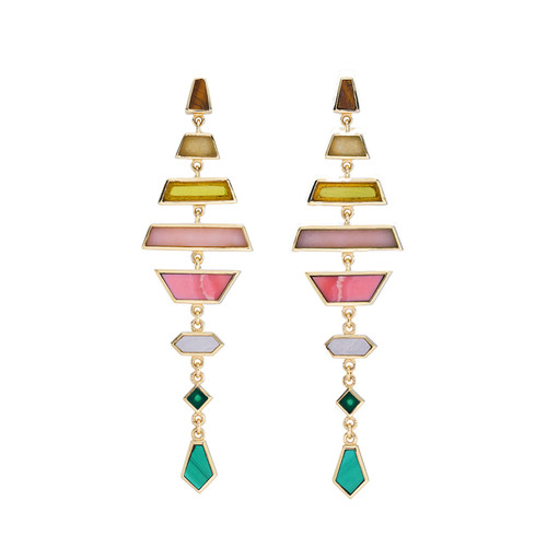 "Canyon Bloom" Tesserae Tiered Drop Earrings, metier by tomfoolery, tomfoolery