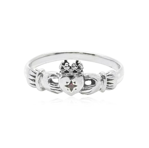 Claddagh Silver Ring with Ruby, Momocreatura, tomfoolery