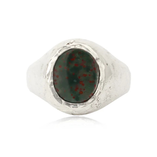 Large Rustic Bloodstone Signet Ring, Momocreatura, tomfoolery