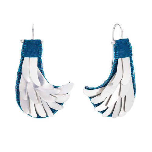 Silver & Silk Wings Earrings, Julie Usel, tomfoolery
