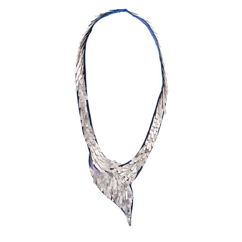 Rippling Water Silver & Silk Statement Necklace, Julie Usel, tomfoolery