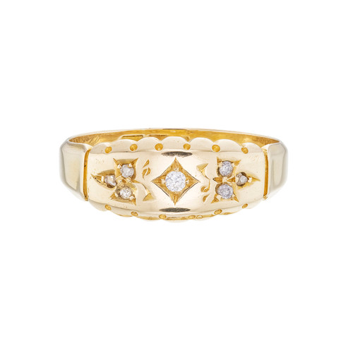 Gold Diamond Floral Ring, Preloved, tomfoolery 