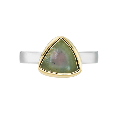 Tourmaline Triangle Flat Band Ring, Margoni, tomfoolery