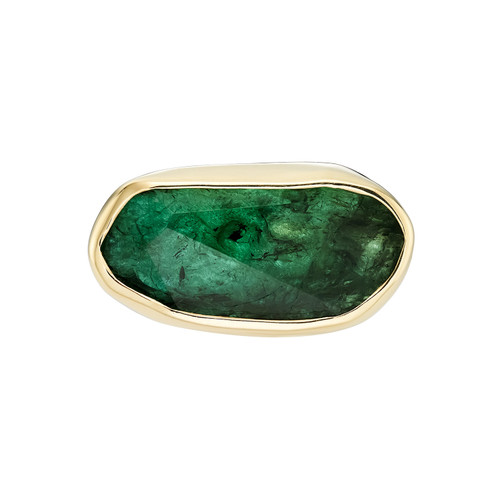 Elongated Green Tourmaline Flat Band Ring, Margoni, tomfoolery