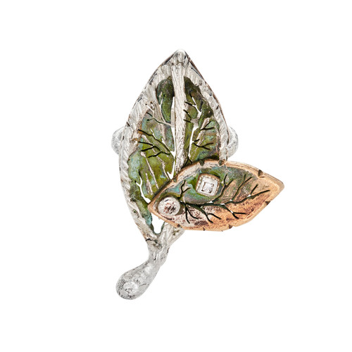 A Fallen Leaf with Dew Art Ring, Franny E, tomfoolery London