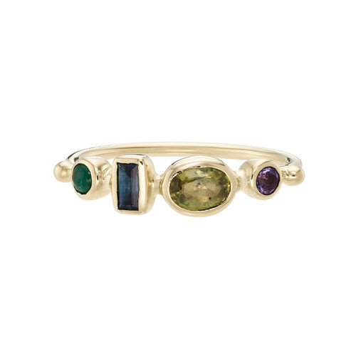 One-Of-A-Kind Simple Chrysoberyl, Purple & Blue Sapphire Ring, Emerald Ring, Dorette, tomfoolery
