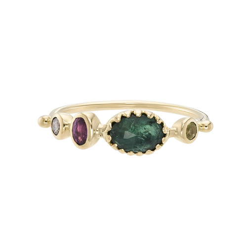 One-Of-A-Kind Simple Chrysoberyl, Green Tourmaline, Pink Sapphire & Diamond Ring, Dorette, tomfoolery